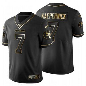 MEN'S SAN FRANCISCO 49ERS #7 COLIN KAEPERNICK BLACK METALLIC GOLD 100TH SEASON J
